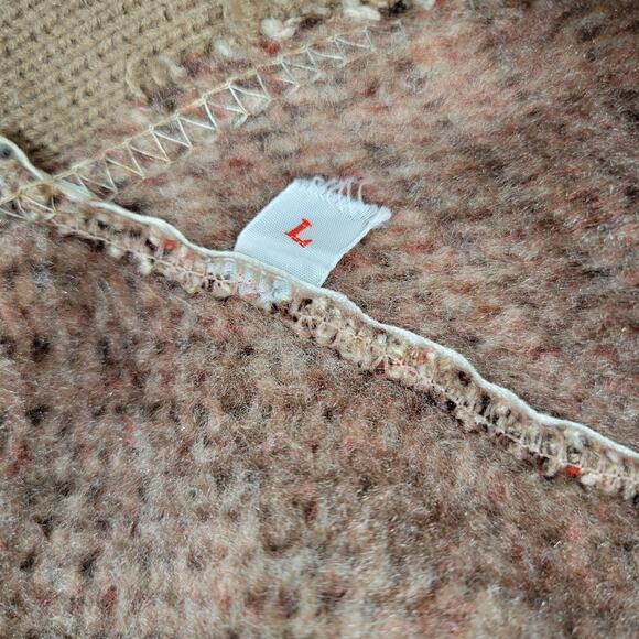 Vintage Floral Thick Knit Cardigan Womens L Mauve Tan Button Front Sweater - Picture 14 of 16